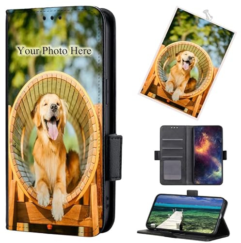 TIANDIMY Personalisierte Leder Handyhülle mit Foto für iPhone 11 Hülle,Individuelle Text Bildern Foldable Flip Klapphüllen Wallet Case Schutzhülle für iPhone 11 Phone Case Cover