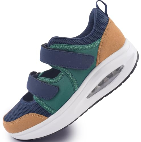 Git-up Sandali Sportivi Donna Scarpe da Lavoro da Infermiera Traspiranti Regolabili Comode Camminate Casual Plantari da Allattamento Sneaker, Aria-Blu 40