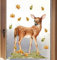 wolga-kreativ Fenstersticker Fensterbilder Glasdekorfolie Motiv Fensterfolie Fenstertattoo Herbst Waldtiere REH Rehkitz Blätter Aufkleber Sticker Fenster Küche Kinderzimmer Wohnzimmer