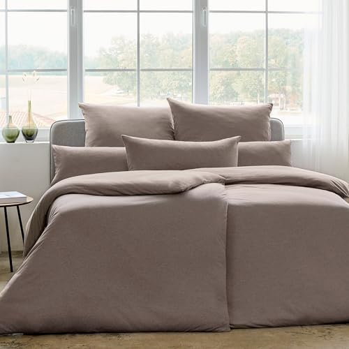 ESTELLA Jersey Bettwäsche Set, 135x200 cm + 80x80 cm, Taupe