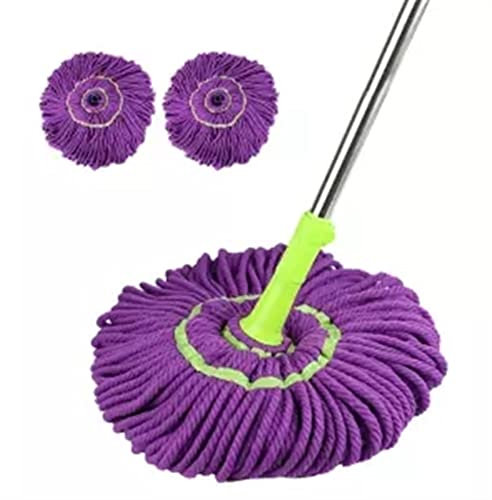 Fregona Frife de limpiador de pisos con 2 cabezas reutilizables, Fácil retorcimiento de trapeador de giro, trapeadores secos y húmedos for madera dura, tirar azulejos de limpieza de microfibra. Mopa F