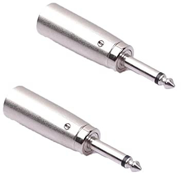 2 conectores XLR macho, 6,35 mm, 3 pines estéreo mono jack adaptador de cable para micrófono y mezcladores