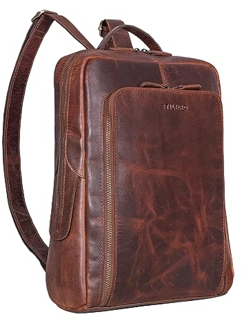 STILORD 'Daniele' Zaino da Lavoro in Pelle Uomo Donna 13 Pollici Laptop Backpack Zaino da Viaggio Vintage Bagaglio a Mano Business Zaini porta PC, Colore:florida - marrone