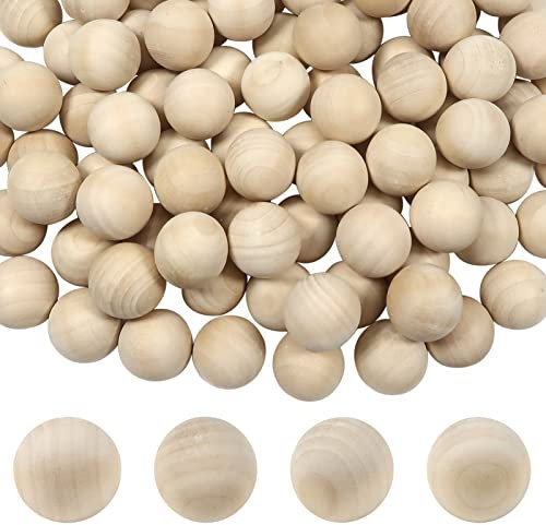 TOAOB 100 Stück Holzkugeln Ohne Loch 20mm Runde Natürliche Lose Spacer Perlen Unlackiert Naturholz Holzperlen Bastelperlen für DIY Schmuck Herstellung zum Basteln