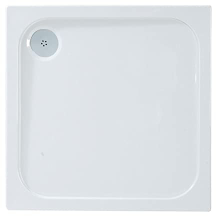 Go Bathrooms Anti Slip White Square Shower Tray 800 x 800mm Non-Slip Shower Enclosure Cubicle Low Profile Shower Tray