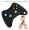 Anneau Dentition Bebe Silicone, Jouets de Dentition avec Attache-sucette, Jouet Dentition Bébé Manette de jeu Télécommandée pour Bébés pour Nouveau-nés Cadeaux pour Bébé 6-12 Mois (Noir)