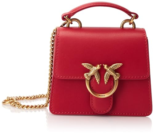 Pinko Damen Love One Top Handle Micro Light Vitello Seta Tasche, R30q_rot-Antique Gold