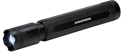 Grundig LED Taschenlampe 350 Lumen - 6W - 200M Reichweite - 3 Leuchtmodi: Hoch, Niedrig, Pulsierend - Schwarz/Orange