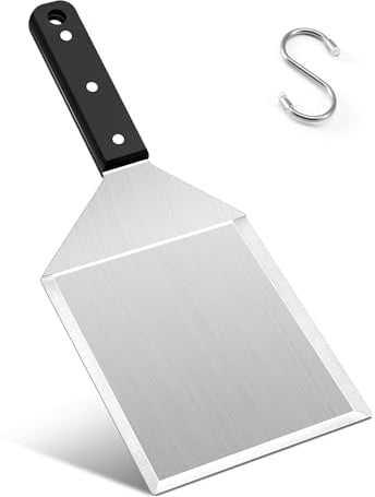 Herogo Burger Spatula, Stainless Steel Large Metal Spatula with Beveled Edges, Smashed Burger Flipper Griddle Turner for BBQ Grill Turner, Heavy Duty & Solid Handle, Include S Hook, 31x13 cm