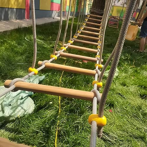 HAZEK Entrenamiento físico al Aire Libre en el jardín de Infantes pasamanos Puente Colgante Puente Colgante Puente de Equilibrio Puente de Madera única Escalada(Size:4m)