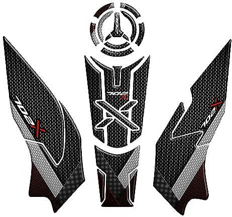 Aufkleber-Set aus Kunstharz, Seitenschutz und Deckel mit 3D-Effekt, kompatibel mit Benelli TRK 702 X (Weiß/Rot)