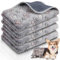 Panelee Wasserdichte Hundedecke, waschbar, Fleece, Pfotenabdruck, für kleine, mittelgroße Haustiere, Katzen, warm, weich, Schlafmatte, Meerschweinchen, Käfigeinlagen, 76,2 x 53,3 cm, Grau, 4 Stück