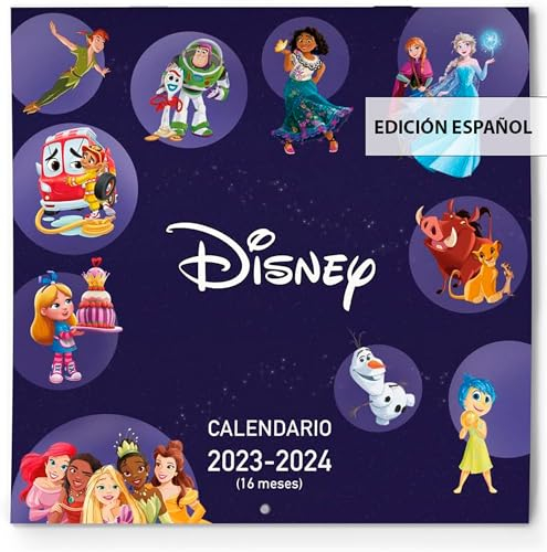 Kalender 2024 - Wandkalender für Kinder mit Illustrationen von Die Eiskönigin der Löwenkönigin und anderen Disney-Charakteren - 16 Monate 30 x 30 cm - inkl. Elementar-Poster und mehr als 250 Aufkleber