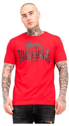 Lonsdale Herren T-Shirt Normale Passform Logo Red/Black 4XL