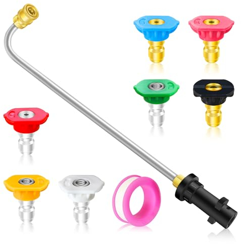 Guttering Cleaning Kit for Karcher K2 K3 K4 K5 K6 K7,Pressure Washer Wand U Shaped Spray Lance, Gutter Rod Cleaner Attachment with 7 Spray Nozzles for Under Chassis Cleanersis Cleaner (U Shape)