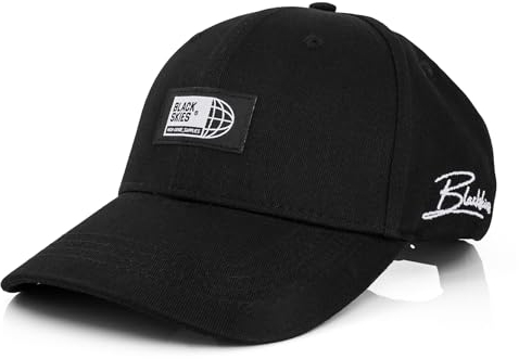 Blackskies® High Grade Classic Baseball Cap | Unisex Stnapback Mütze Kappe Herren Damen Basecap Curved Polo Hat - Schwarz Cap - Männer Frauen Streetwear Outdoor Sommer Freizeit