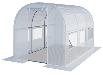 TOOLPORT Serre de Jardin Serre Tunnel Plastique Robuste 2x3m - Bâche PE 180g/m² Blanc Transparent