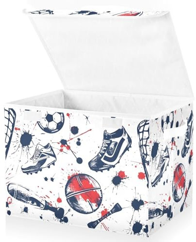 Mnsruu Storage Boxes with Lids, Sport Equipment Large Storage Basket Organizer Shelves Cube Bin Toy Clothes Underbed
