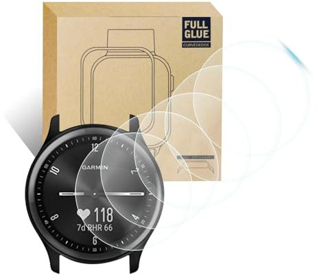 5 piezas de vidrio templado para Garmin Vivomove Sport, cristal protector contra arañazos, 3D cobertura completa, alta sensibilidad compatible con Garmin Vivomove Sport