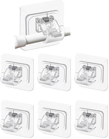 6 Pezzi Ganci per Tende Senza Bucare,Staffa autoadesiva per Asta Tende,Ganci Adesivi per Tende,pporto per Bastone per Tenda Autoadesivo,per Soggiorno, Bagno,Cucina,Camera da Letto,Trasparente,6×6cm
