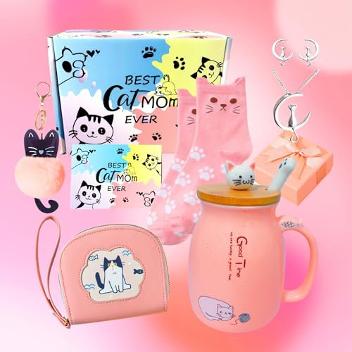 Trcousoa Cat Mum Mug - Gifts for Cat Lovers and Women - Themed Birthday, Mother's Day (Pink)