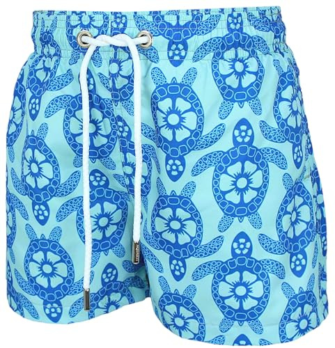 Aquarti Vater Sohn Badeshorts – Schnelltrocknend, hochwertig, chlor- und salzwasserresistent, Größen 5 Jahre bis XXL, Farbe: Schildkröten Grün, Größe: XXL