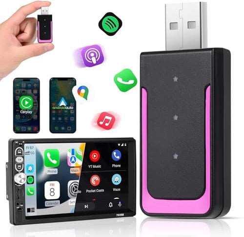 Adattatore Car-Play Wireless, Euakee Mini Edizione Adattatore Wireless Automatico, Converte Cablato a Wireless Car-Play Dongle Plug & Play Car-Play Adattatore per i e Android, per 800 + Veicoli