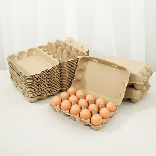 Sutowe Empty Egg Cartons Paper Pulp Blank Egg Carrier with Lid 3x5 Count Chicken Egg Tray Reusable Cardboard Egg Packing Boxes for Home Kitchen Farm Eggs Storage(20pack)