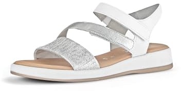 Gabor Damen Sandaletten, Frauen Sandalen,Moderate Mehrweite (G),offene Schuhe,Strandschuhe,Sommersandalen,bequem,Silber/Weiss,38 EU / 5 UK