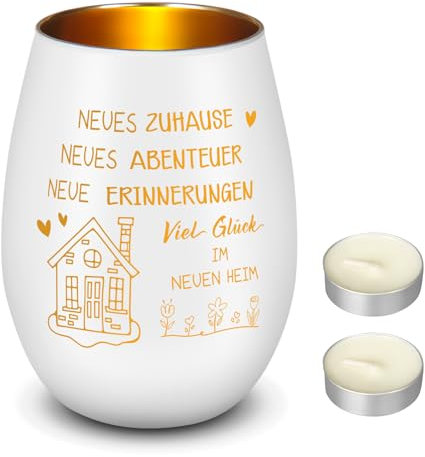 Nuenen Einzugsgeschenke Kerzenhalter Windlicht aus Glas Richtfest Neues Zuhause Geschenk Einzug Neue Wohnung Haus Geschenk Einweihungsgeschenk Wohnungseinweihung Geschenkideen(Neues zuhause)