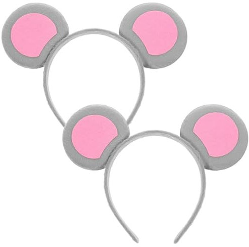 ORGYAML 2 Pièces Serre tete Oreilles de Souris de Bande Dessinée sur Bandeau Gris, Animal Oreilles de Souris Bandeaux de Cheveux Pour Enfants Adultes Déguisement Animal Accessoire Fête (Gris)