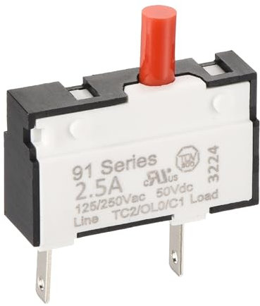 DMiotech 2.5A Thermal Circuit Breaker Switch 125/250V AC 50V DC Push Button Manual Reset Overload Protector for Upright Vacuum Cleaner Juicer Meat Coffee Grinder
