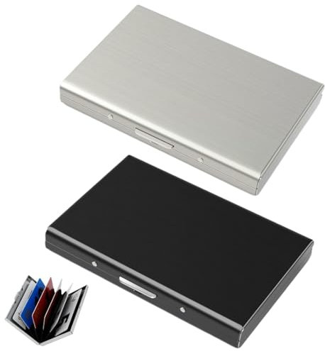 SGERUFZ 2 Porte Carte RFID Bloquant en Aluminium, Étui pour Cartes Bancaires et Visites 10 Fentes, Protection RFID & NFC pour Hommes et Femmes