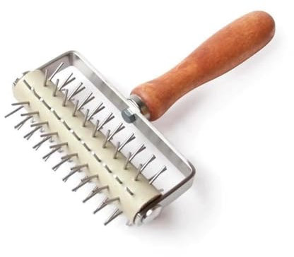 Wisafory Tagliapasta a griglia in acciaio inox con manico in legno, rullo per impasto, tagliapasta per tagliare impasto, fondo pizza, cottura 2#