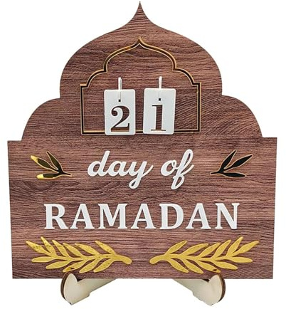 Ramadan Kalender Holz Ramadan Countdown Adventskalender 30 Tage Til Eid Ramadan Geschenk für Kinder Familie Ramadan Dekorationen für Zuhause (B)