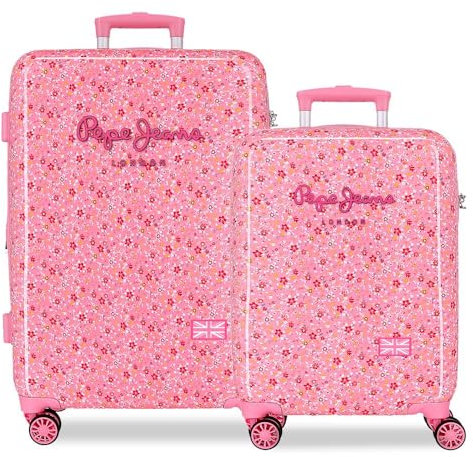 Pepe Jeans Alenka Rosa Set di valigie rosa 55/68 cm Rigido 5,65 kg Chiusura TSA ABS 5,65 kg 126,66 L estensibile bagaglio a mano, Rosa, Taglia unica, Set di valigie