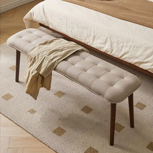 Holzbank Flur Sitzbank Eckbank Esszimmer Küchenbank Eckbank Esszimmerbank Bettbank Gartenbank Fußhocker Garderobenbank Polsterhocker Ottoman mit Kissen für Esszimmer Schlafzimme Wohnzimmer(100*32*45cm