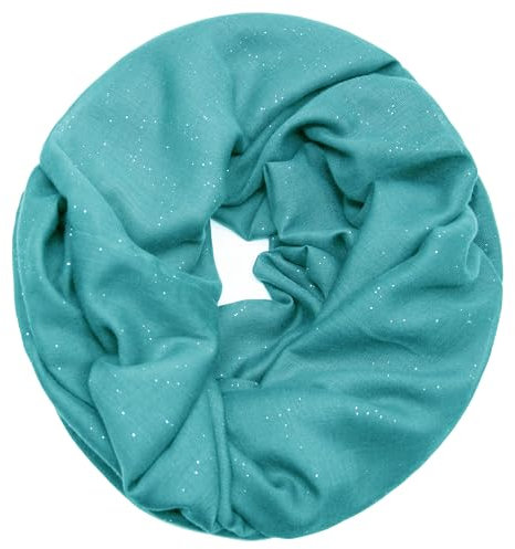 Glamexx24 Loop Schal Damen Schlauchschal Glitzer Unifarbener Rundschal Halstuch für Frühling, Sommer, Herbst, Winter, Tuerkisblau