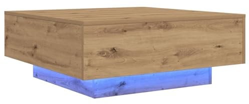 vidaXL Minimalistischer Couchtisch aus Artisan-Eiche mit LED-Beleuchtung | Quadrat Design 80 x 31 cm für drinnen | Holzwerkstoff | Elegant und funktional für Wohnzimmermöbel | Modern und dekorativ