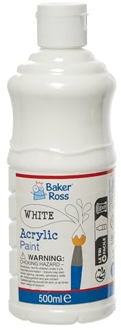 Baker Ross FN511 White Acrylic Paint 500ml - Pack of 1, Paint for Arts and Crafts, Kids Paint