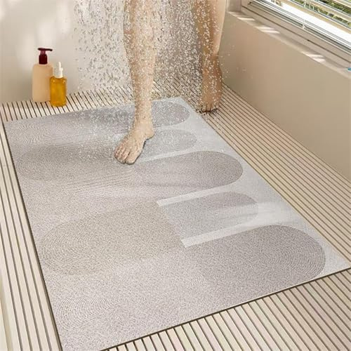 Tapis de Bain Antiderapant 40x60cm,Tapis de Douche Antidérapant en Luffa vec Trous de Drainage,sans Ventouse,pour Salle de Bain,Baignoire,Motif Géométrique D
