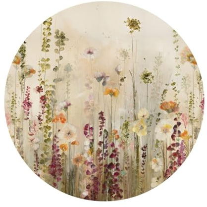 WallArt Selbstklebende Tapete rund 100 cm | Orientalisch inspiriertes Motiv auf Canvas-Stoff | Wanddeko für Schlafzimmer oder Flur | Semiramide Design