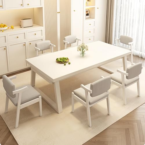 Esstisch-Set mit 4 Stühlen - Kompakte Essgruppe aus massivem Gummibaumholz für 4 Personen - Perfekter kleiner Küchentisch für Wohnungen & Essecken