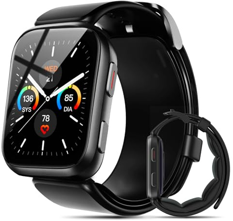 Blutdruck Smart Watch,1,95'' Blutdruck Watch mit Luftpumpen-Manschette, Blutdruckmessgerät für Schlaf- und 50+ Sportaufzeichnung Android und iOS unterstützt Erinnerungsfunktionen Datenaustausch