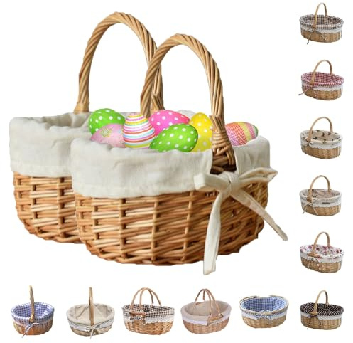 RUITOTP Osterkörbchen mit Henkel Kinder Blumenmädchen Korb Geflochtener Geschenk Klein Osternest Aufbewahrung Handgeflochtenerb Kleiner Weidenkorb
