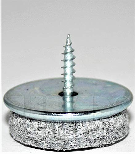 HKB ® 96 Stück Filzgleiter zum Schrauben, Ø 30mm, Stahl verzinkt mit 5mm starkem, grauem Filz in Metallsockel, strapazierfähig, stabil und langlebig, Hersteller HKB, Artikelnr. 51318