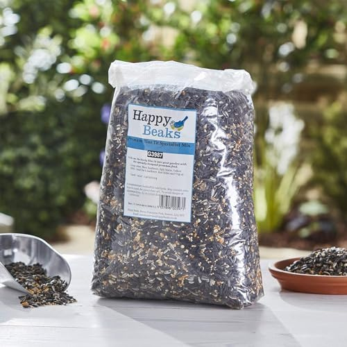 Happy Beaks Blue Tit Specialist Bird Seeds - (12.75kg) High Energy Mix Feed for Wild Garden Birds, 100% Natural Ingredients, split maize, black sunflower seed | Nutrient Rich Wild Bird Mixed Food