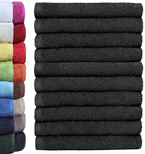 NatureMark 10er Pack Waschlappen | 100% Baumwolle | Frottier Seiflappen | Größe 30 x 30 cm | Frottee Seiftücher im 10er Pack Farbe: Schwarz