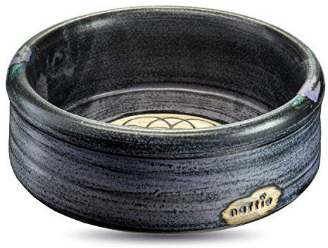 naftie hochwertiger Keramiknapf Blume des Lebens blau - Hunde-Napf & Katzen-Napf Keramik - rund - handgetöpfert - L - ca. 7cm hoch, 1 Liter, 20-21cm