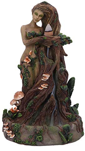 Nemesis Now Lady Earth Female Tree Spirit Natural Backflow Incense Burner,Brown,23.5cm